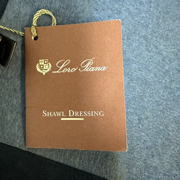 LORO PIANA Madison Baby Cashmere Leather Shawl Wrap Raphite‎ Blue NEW $4,800 - Picture 10 of 12